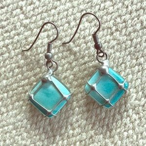 Hand painted glass earrings